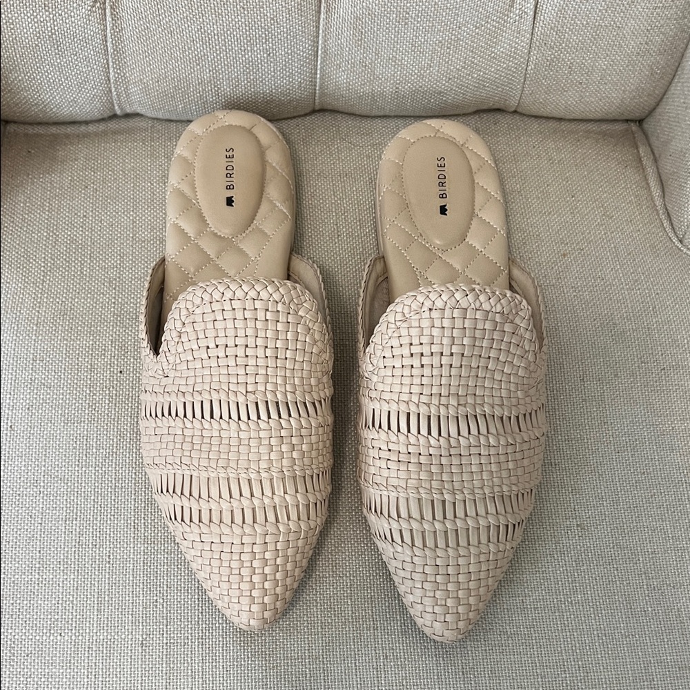 Birdies Beige Woven Mules